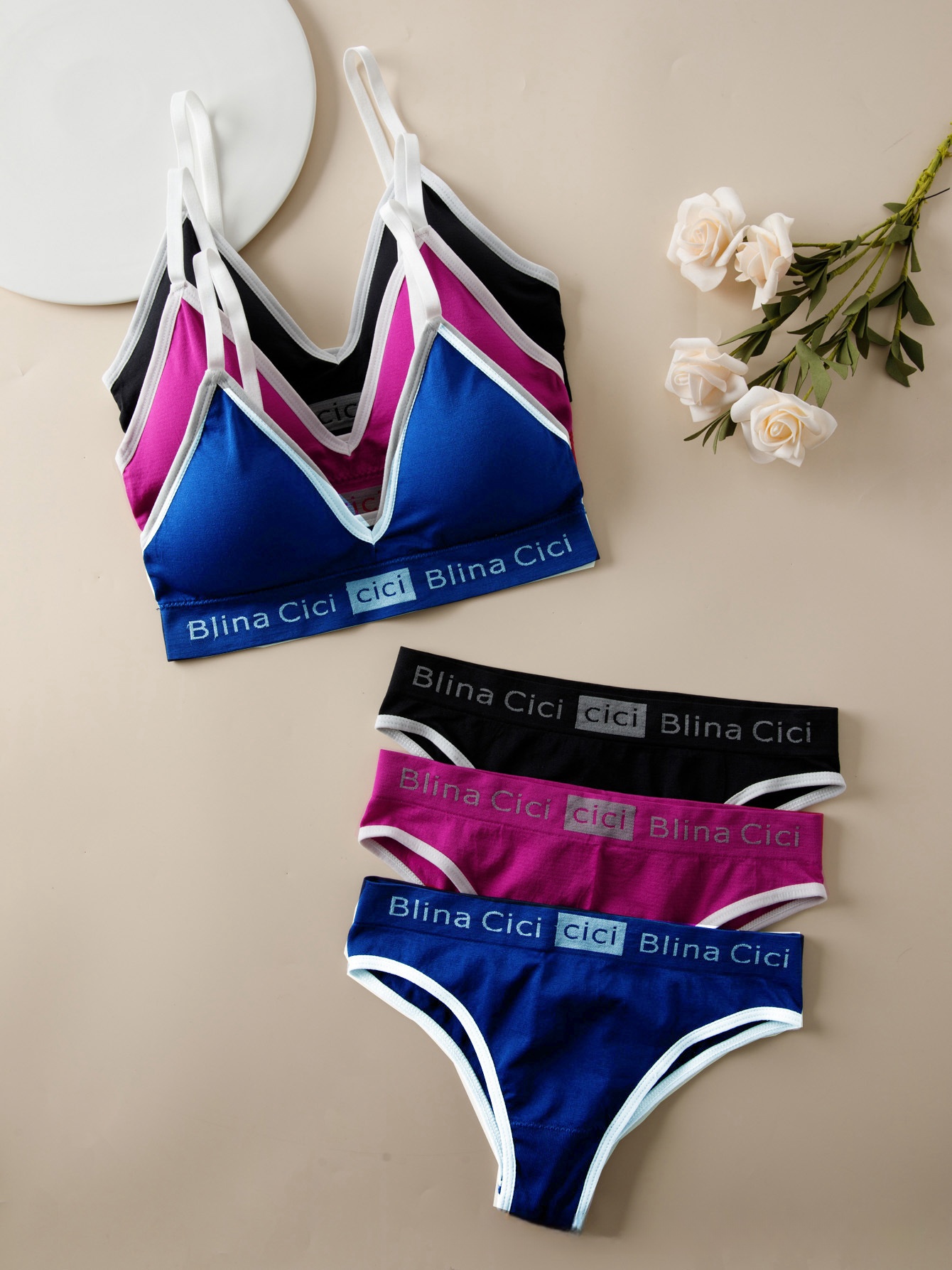 Womens Underwear Set Sports With Push bra And elastic panties